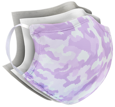 Structured Silver Mask 3 Layer - Purple Camo